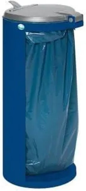 PROREGAL Kompakter Abfallsammler Junior mit Deckel aus Stahl in Blau, H x B x T: 90 x 45 x 45 cm - Bild 1