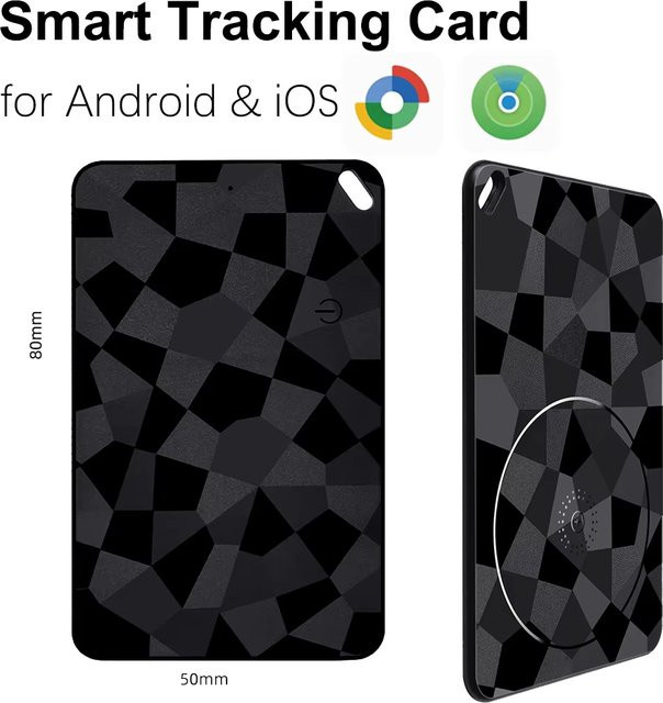 Smarter Wallet-Tracker-Karten-Set in Schwarz – Wiederaufladbarer Dual-System-Gegenstandfinder kompatibel mit Apple Find My und der iOS Find Hub Device App - Bild 1
