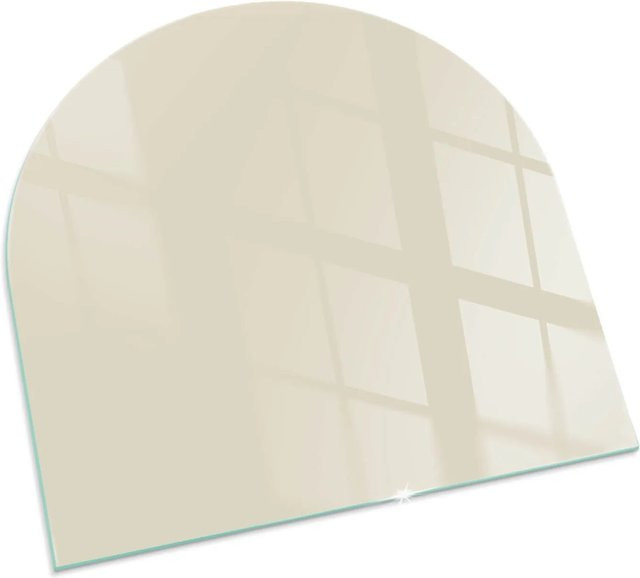 Tulup Kamin-Glasplatte als Funkenschutzplatte in Gelb, Halbkreis, B: 100 cm x T: 100 cm - Bild 1