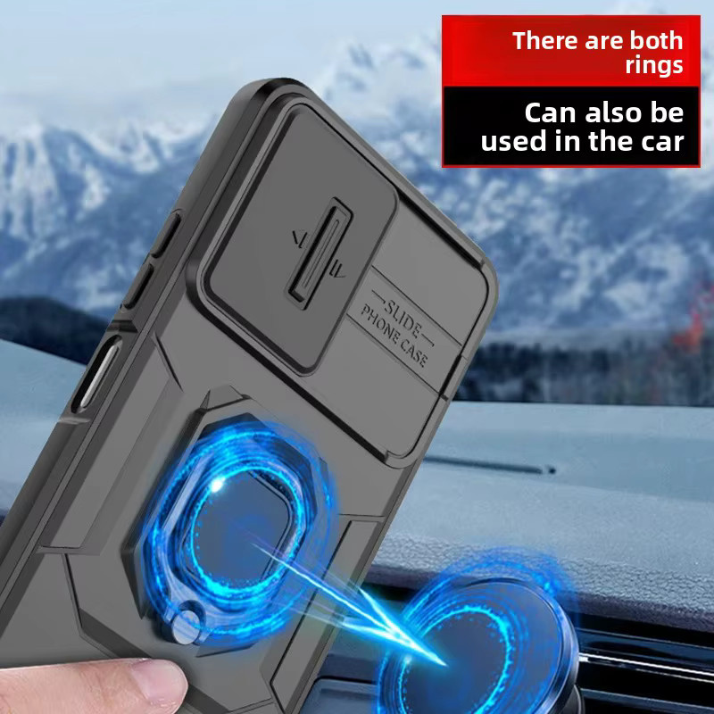 Stoßfeste OnePlus 15 und 15R Handyhülle im Luxus Rüstungs-Design mit magnetischem Ringhalter aus PC und TPU in Blau - Bild 2