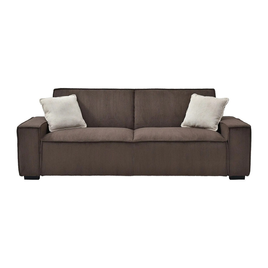 Vente-unique Schlafsofa Sekota in Braun mit Cord-Bezug und Armlehnen, Breite: 230 cm - Bild 2