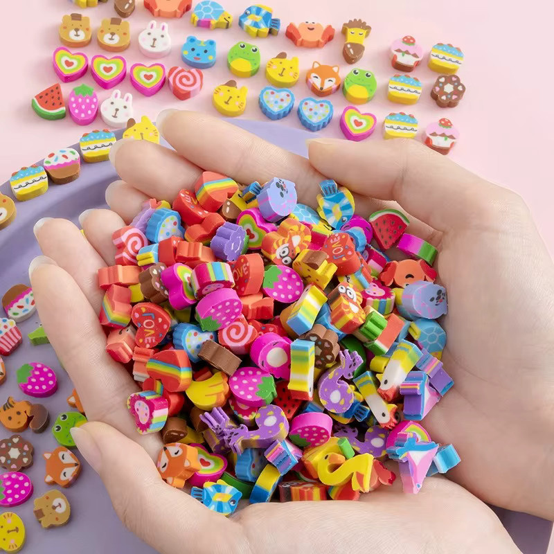 ZYF Mini-Radiergummis in bunten Farben mit Tier- und Fruchtmotiven, 100 Stück - Bild 2