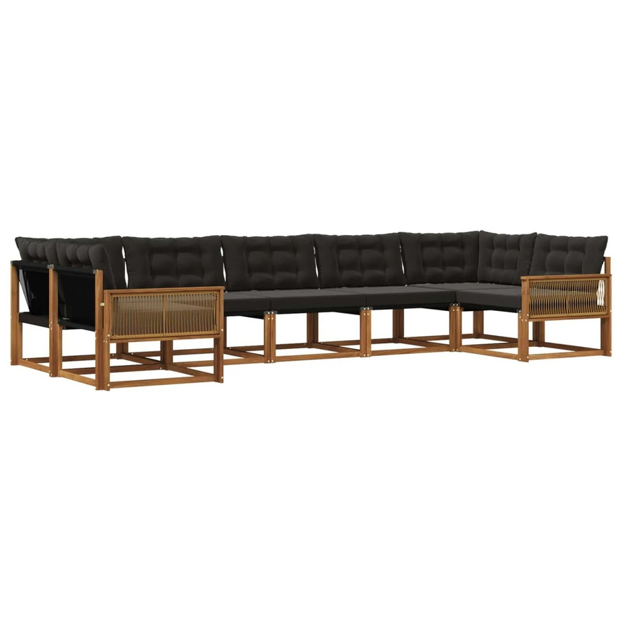 vidaXL Outdoor-Sofagarnitur aus Akazienholz mit 7 Textilene-Kissen in Natur und Schwarz - Bild 2