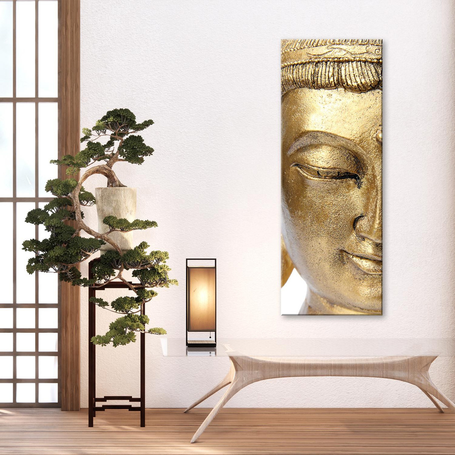 Leinwanddruck Feeby Goldenes Buddha-Gesicht Portrait B: 30 cm, H: 90 cm - Bild 3