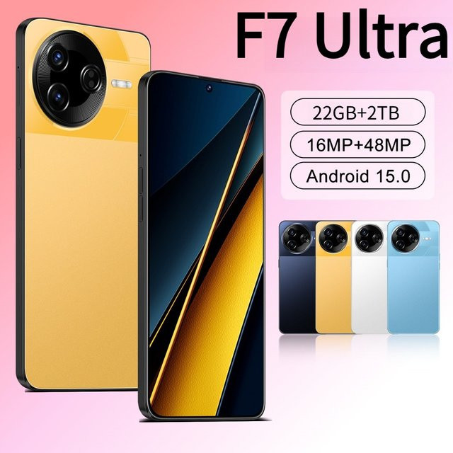CHOTOG Smartphone F7 Ultra 5G Globale Version in Schwarz mit 22GB RAM und 2TB Speicher, Android 15, 7800mAh Akku und Gesichtserkennung - Bild 1
