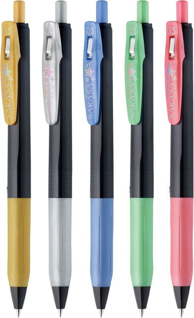 ZEBRA Sarasa Clip Decoshine Stiftset mit Tinte in Gold, Silber, Blau, Grün und Rot - Bild 1
