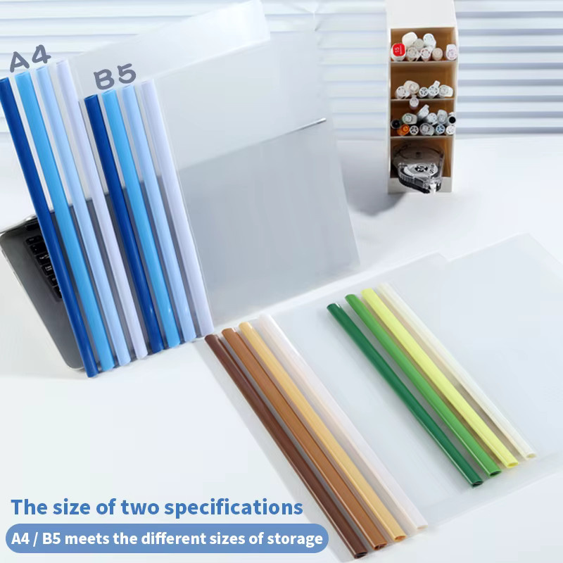 8er Set KOBEST A4 Klemmbinder transparent und blau aus Kunststoff für Büro und Schule - Bild 2