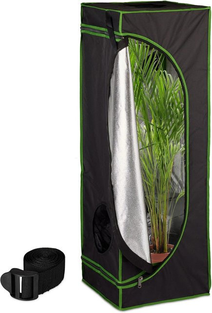 Relaxdays Growzelt aus Polyester und Stahl in Schwarz, lichtdicht für Indoor, B/T/H: 40 x 40 x 120 cm - Bild 1