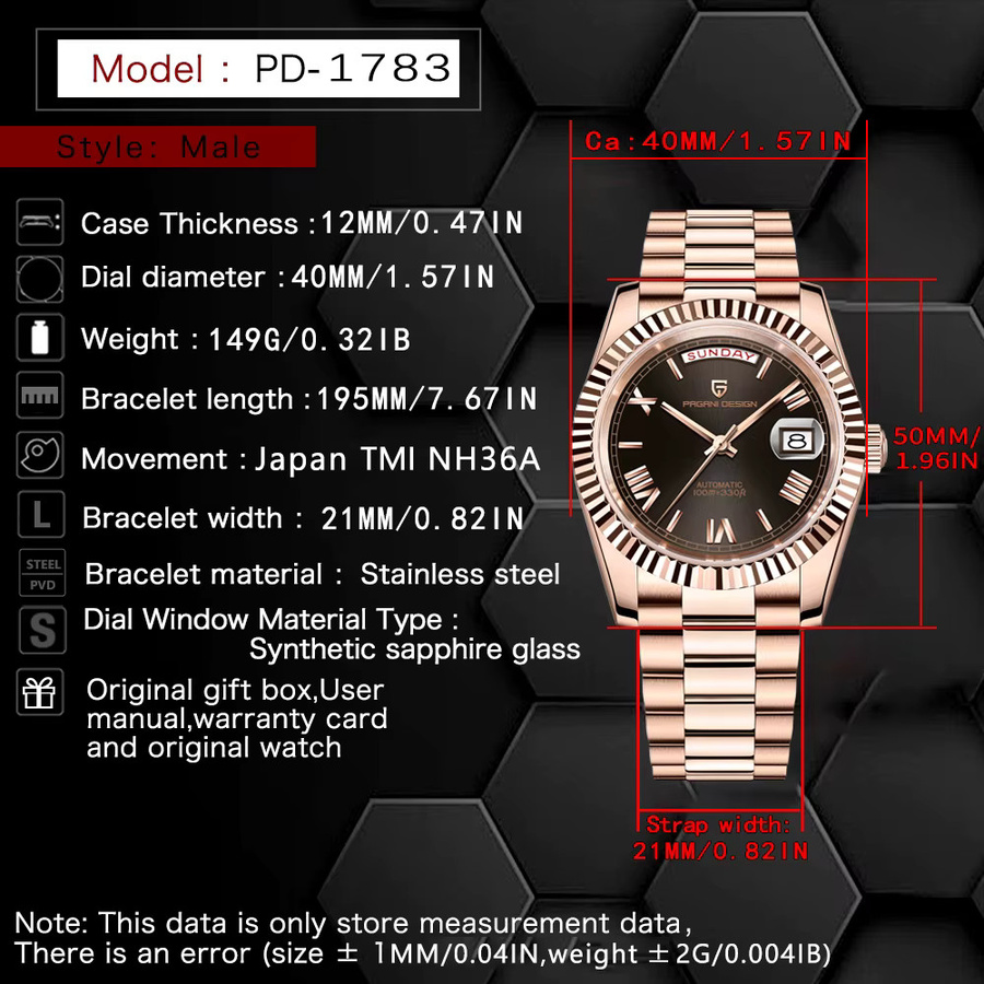 Pagani Design Armbanduhr, Automatik, Edelstahl, Weiß, Saphirglas, 40 mm, Herren - Bild 5
