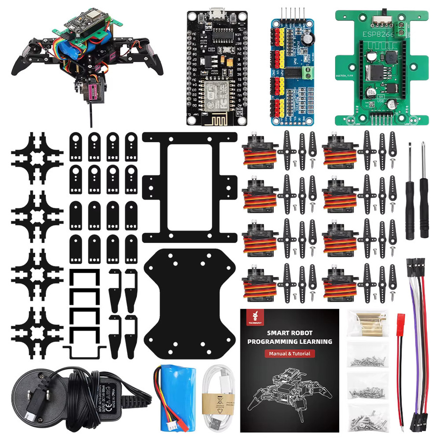 TSCINBUNY Spider-Roboter-Kits für Arduino-Programmierung, Lernset, Wi-Fi, Schwarz - Bild 6