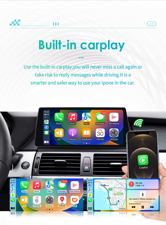 OSSURET 2-DIN Android 13 Autoradio mit 10,25 Zoll Display für BMW X5 E70 (2007-2013) und BMW X6 E71 (2007-2014), Schwarz, Multimedia-Player mit GPS, Wireless Carplay, Android Auto, 4G, Bluetooth und 360-Grad-Kamera Unterstützung - Bild 3