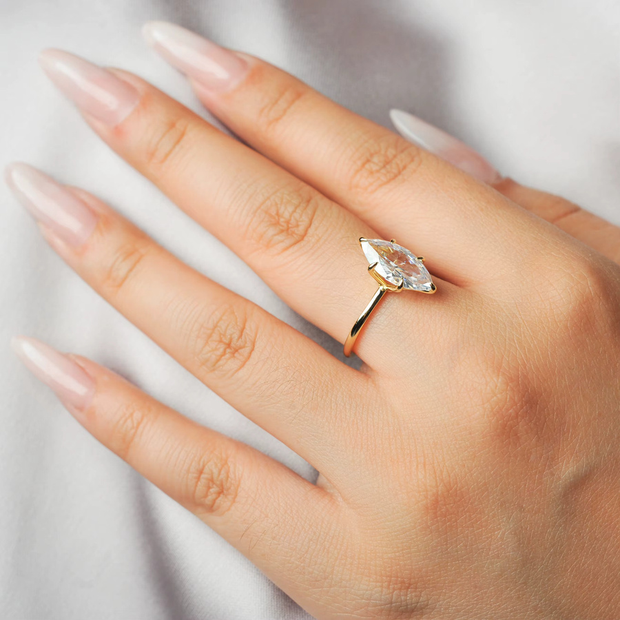 Potiy Verlobungsring, 925 Silber, 14K Gelbgold, Zirkonia, Damen - Bild 4