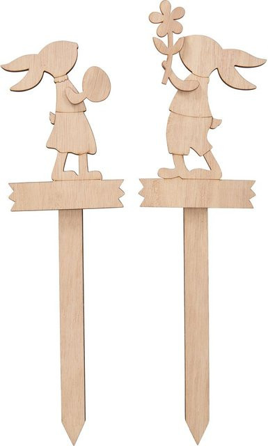 VBS Hasenstecker aus Pappelsperrholz in Beige und Holzoptik für die Ostertischdekoration - Bild 1