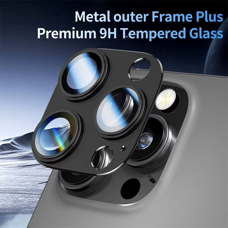 Kameraobjektivschutz aus gehärtetem Metall für iPhone 16 15 14 13 Pro Max Plus 12 Mini in Gold - Bild 2