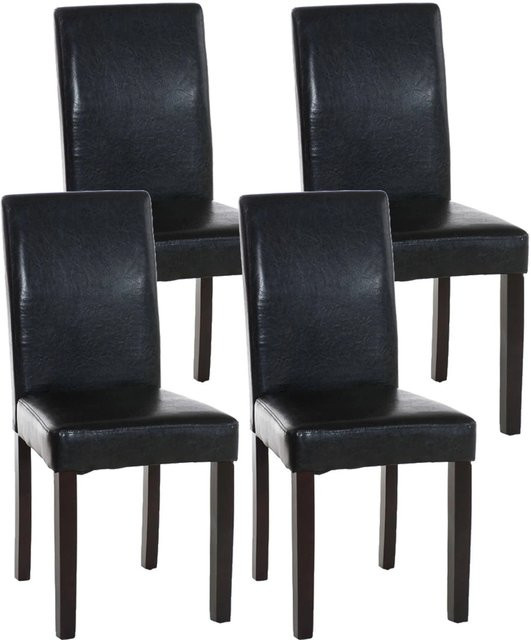 4er Set Esszimmerstühle DELUKE DALAN aus Kunstleder in Schwarz und Dunkelbraun, B/T/H: 41 x 47 x 91 cm - Bild 1