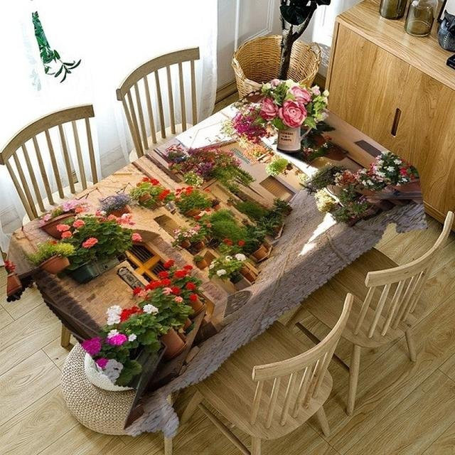 Rechteckige Tischdecke von A Family Of Home Textiles mit Lavendel-Blumenmuster in Lila, B/B: 90 x 140 cm - Bild 1