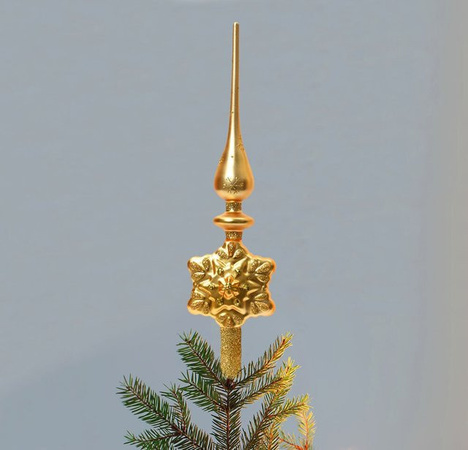 Goldene Christbaumspitze Schneeflocke aus Echtglas für deinen Weihnachtsbaum, Höhe: 31 cm