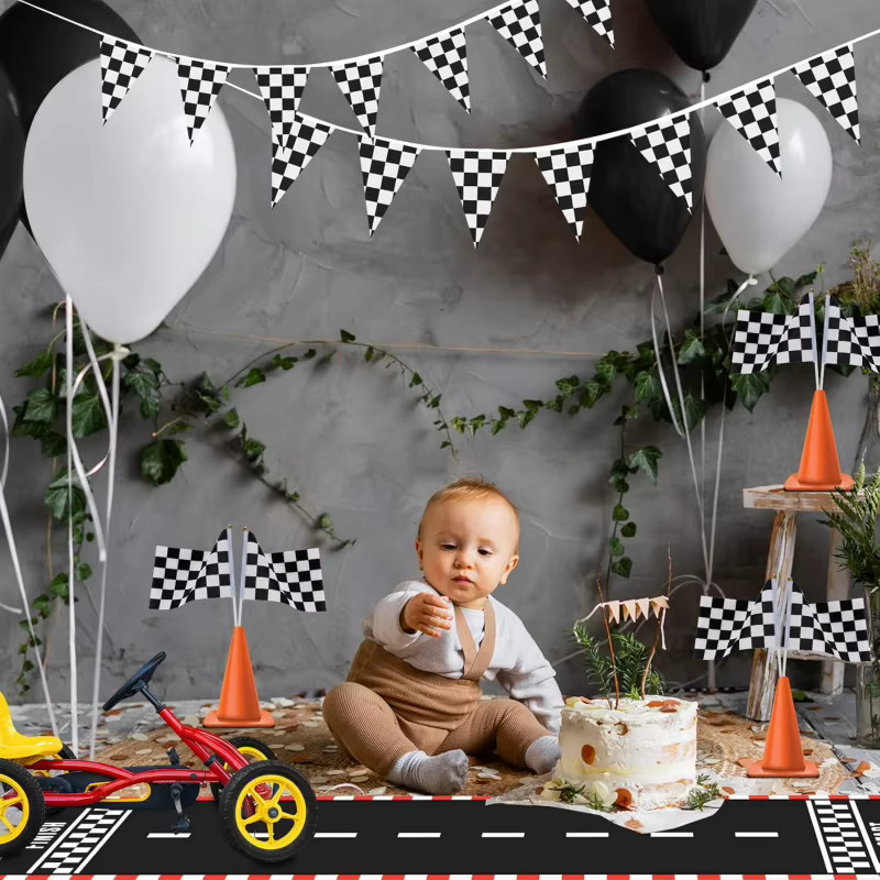 VIKAMA Rennstrecken-Fotokabinenmatte, rutschfeste Rennstraßenmatte für Auto-Themenhochzeiten und Heimdekoration, B/T: 300 x 60 cm - Bild 3