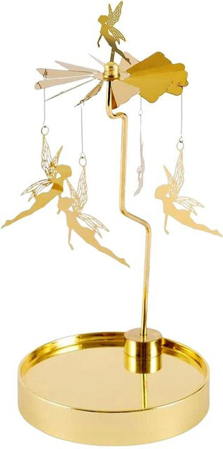 Drehbarer Teelichthalter von Yiran Furniture mit Mond, Katze, Pferd und Fee in Beige und Gold aus Metall für romantische Hochzeitsdekorationen - Bild 1