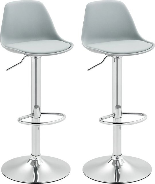 HOMCOM Barhocker mit Stahlgestell und Kunstleder in Grau, B/T/H: 42 x 38 x 82-104 cm - Bild 1