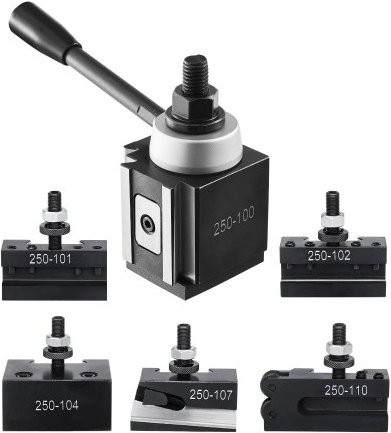 VEVOR Schnellwechsel-Werkzeughalter-Set, 6-teilig, Schwarz, aus Stahl, passend für Mini-Drehmaschinen und Metalldrehmaschinen mit 152,4-305 mm Umlaufdurchmesser - Bild 1