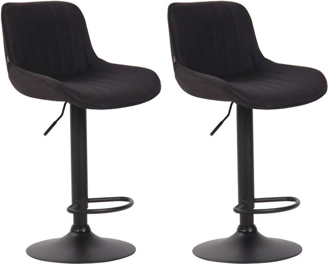 DELUKE 2er Set Barhocker BEKIM in Schwarz, höhenverstellbare Barstühle mit Lehne und 360 Grad Drehsitz, Stoff und Metall, B/T/H: 50 x 50 x 86 cm - Bild 1