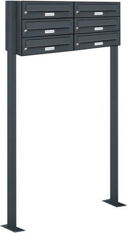 AL Briefkastensystem für 6 Parteien, freistehend, grau, B/H/T: 84,6 x 150 x 27,5 cm - Bild 1