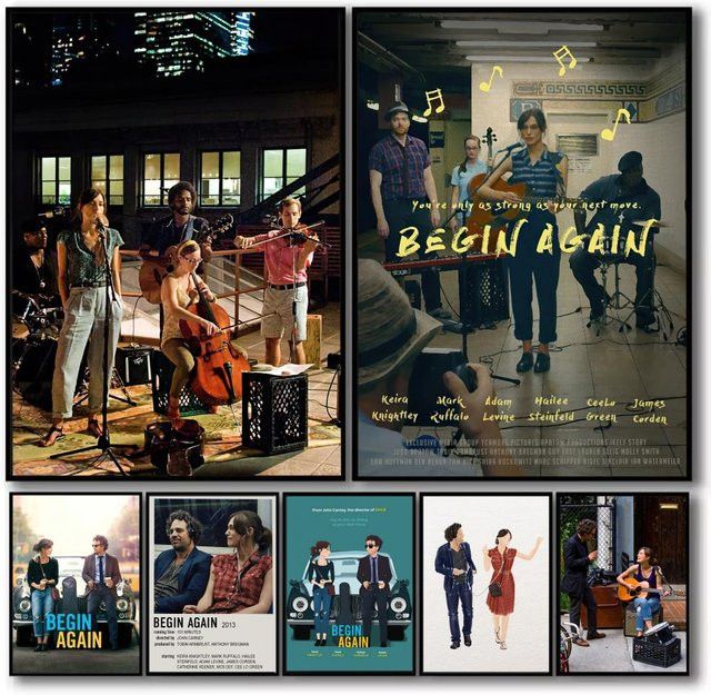 B-begin Again MOVIE LOVE Wandkunst Poster, wasserdichter Wandkunstdruck in Schwarz, ästhetische Dekoration für dein Wohnzimmer oder Schlafzimmer - Bild 1