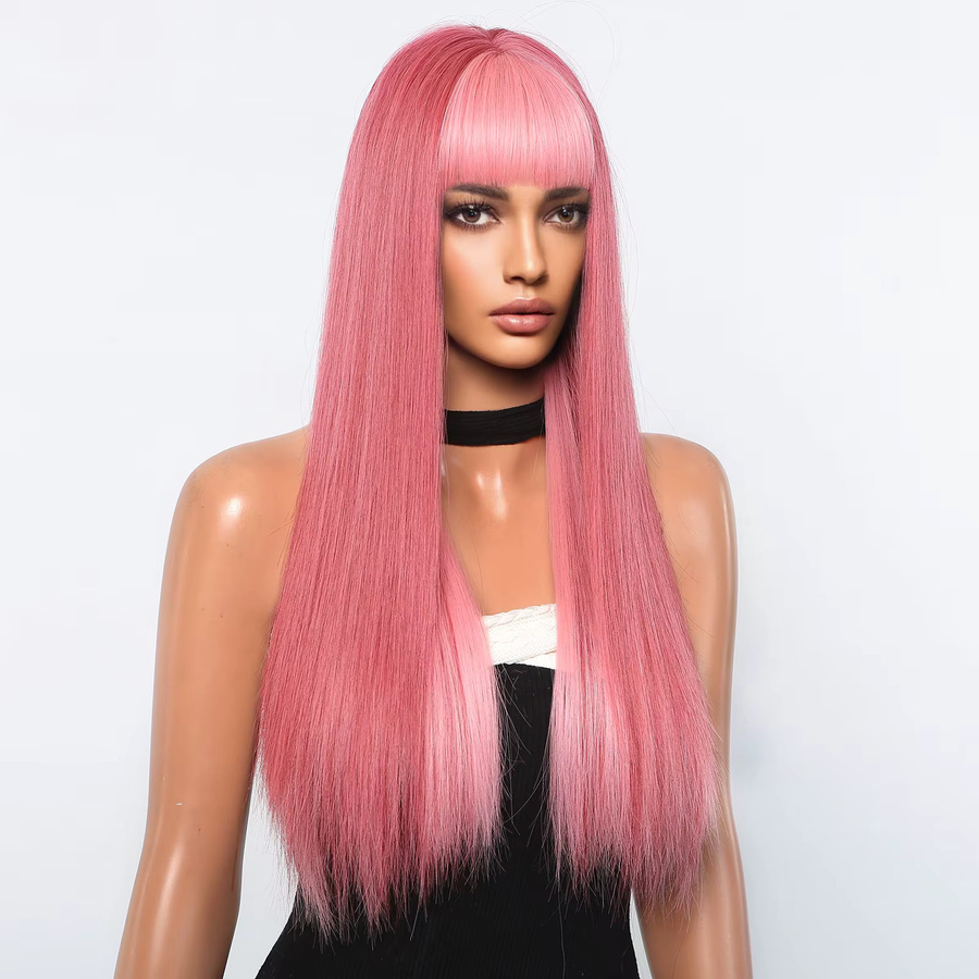 HAIRCUBE Perücke mit Pony, Rosa, Synthetisch, Damen - Bild 2