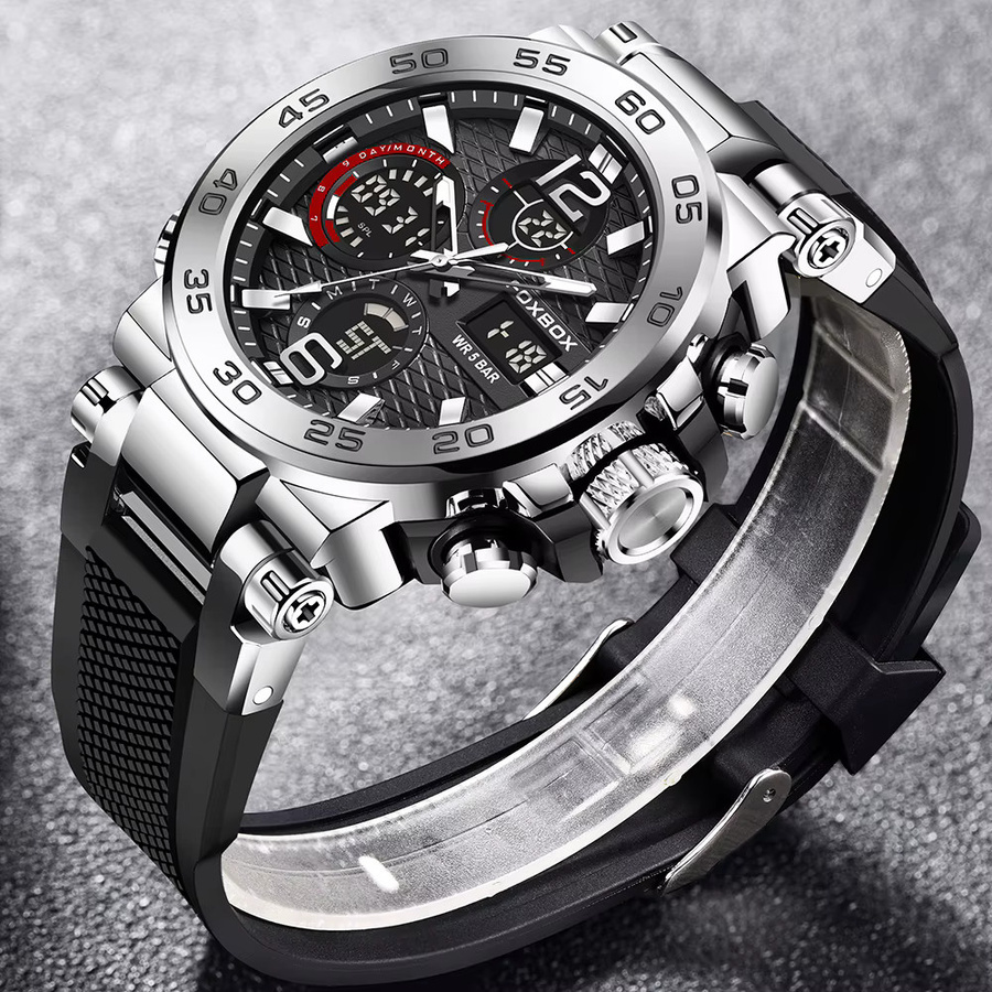 LIGE Armbanduhr, Quarz, Edelstahl, Schwarz, Herren - Bild 2