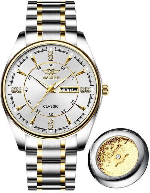 YIRAN Jewelry Armbanduhr Quarz, Edelstahl, Weiß, 41 mm, Herren - Bild 1