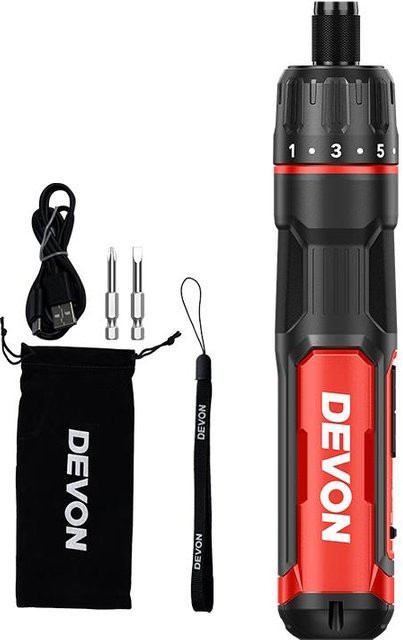 Devon 3. Gen 4V Akku-Elektroschrauber Set in Schwarz mit Adapter und Akku - Bild 1