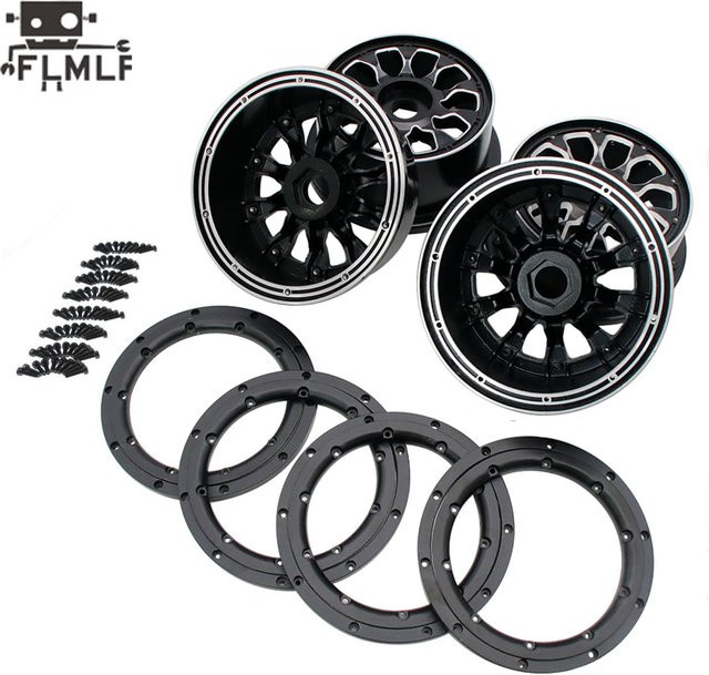 FLMLF RC-Auto-Vorder- oder Hinterradnaben aus Metall, mit Beadlock-Ring-Set, Schwarz, ab 14 Jahren - Bild 1