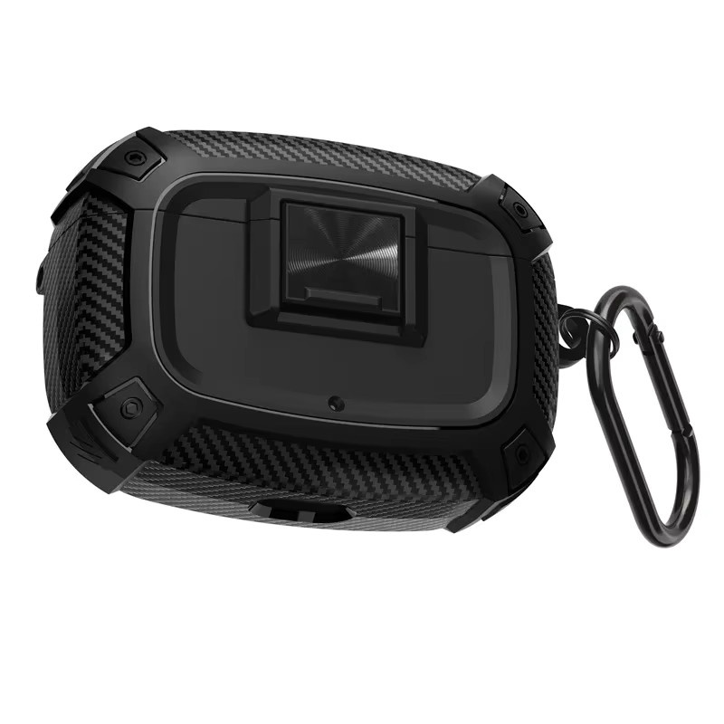 Stoßfeste Carbon Faser Schutzhülle für Beats Studio Buds Plus in Schwarz und Pink - Bild 2