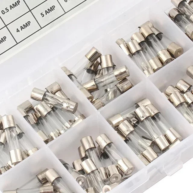 ELECAPITAL Glasrohrsicherung Set mit Aufbewahrungsbox, transparent, 100/72 Stück, 5x20 mm und 6x30 mm, 0,2-20A und 0,5-30A - Bild 1