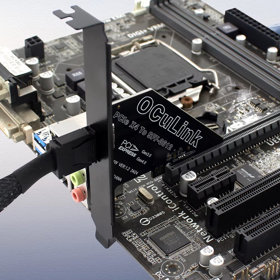 VODOOL PCIe zu SFF-8611 & SFF-8612 Oculink Adapterkarte für SSD, Schwarz - Bild 3