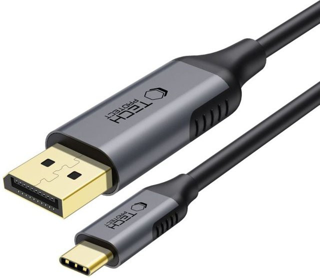 Tech-Protect Ultraboost USB-C auf DisplayPort Audio- und Videokabel, Schwarz, Länge: 1,8 m - Bild 1