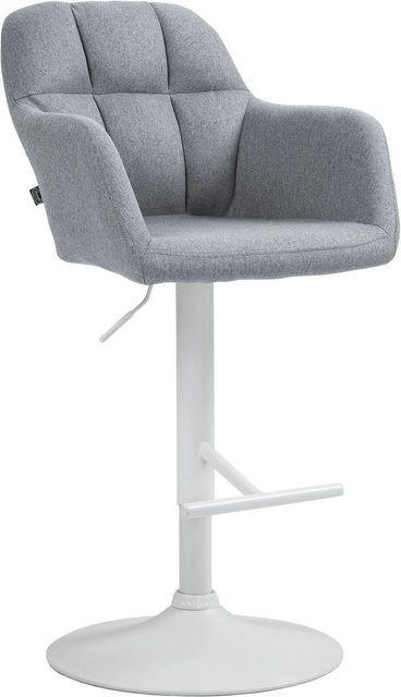 DELUKE Barhocker TUBEL höhenverstellbarer Barstuhl aus Stoff in Grau mit Lehne und 360 Grad Drehbarkeit B/T/H: 57 x 59 x 97 cm - Bild 1