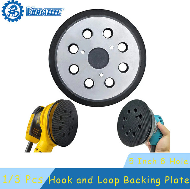 Black+Decker 8-Loch Ersatz-Schleifpads und Klett-Trägerplatten für Holzbearbeitungswerkzeuge, 5 Zoll, 1/3 Stück - Bild 1