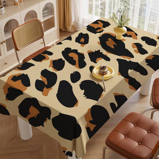 Waschbare Rechtecktischdecke mit Leopard-Print von JMG Household Supplies in Beige, B x L: 100 x 140 cm - Bild 1