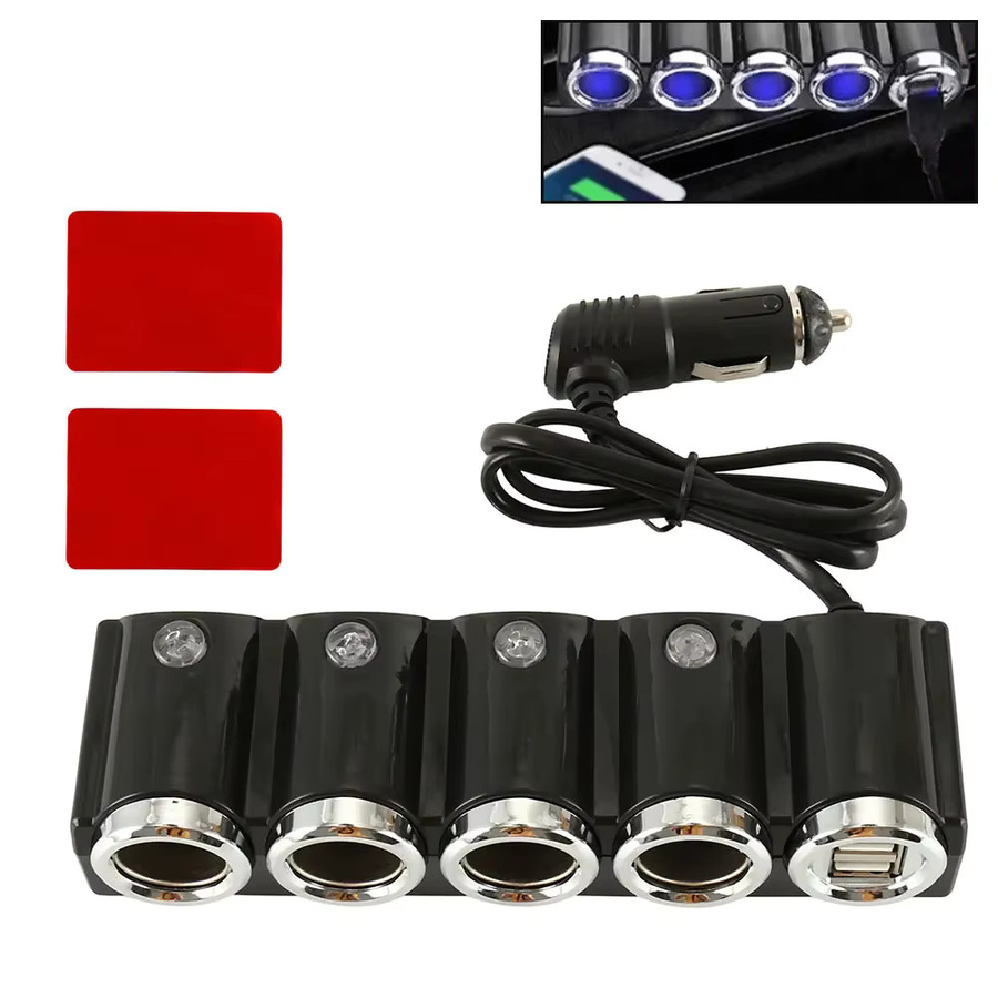 Everso Universal Auto Ladegerät 12V 24V mit 4-Wege Zigarettenanzünder-Splitter und Dual USB Anschluss in Schwarz - Bild 4