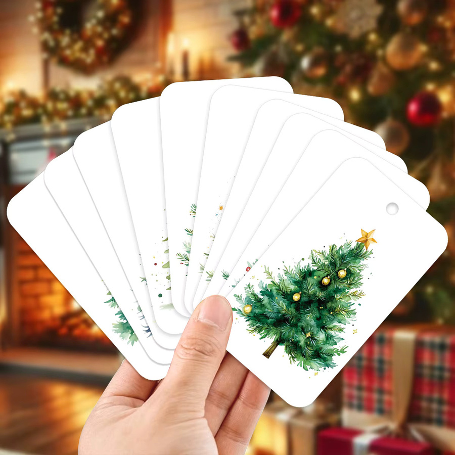 50 Stück Weihnachtsgeschenkanhänger aus Papier mit Hanfseil in Weiß für deine Weihnachtsbaumdekoration und DIY-Bastelprojekte - Bild 2
