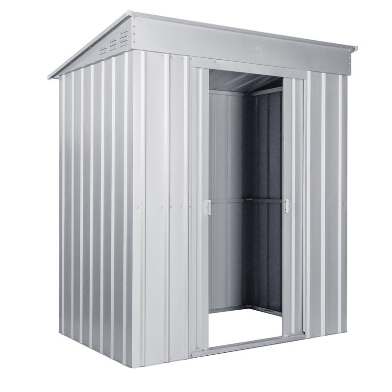 Globel Metall-Gerätehaus Skillion 64 mit Pultdach in Silber Metallic, B x T: 171 x 113 cm - Bild 4