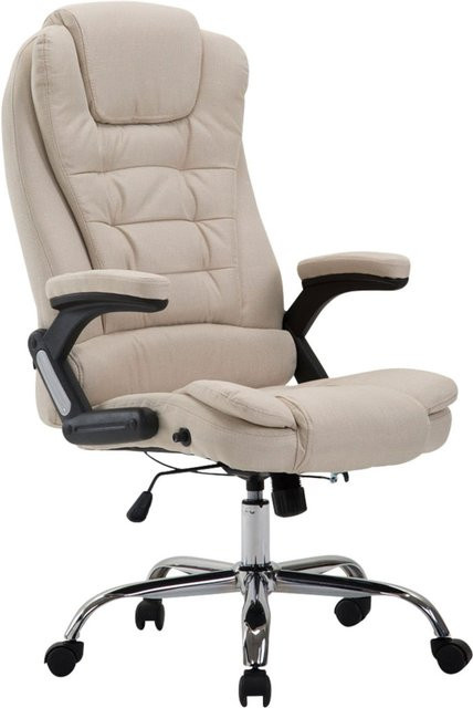 TPFLiving Bürostuhl Toronto Chefsessel aus Stoff in Beige mit Armlehnen und Rollen, B/T/H: 78,0 x 150,0 x 69,5 cm - Bild 1