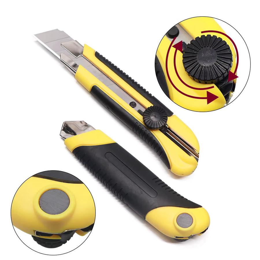TOVIA Universalmesser mit 25mm SK5 Edelstahlklinge, einziehbares und abbrechbares Taschenmesser in Gelb - Bild 3