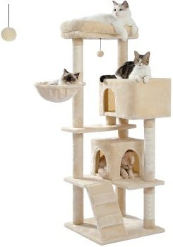 Pawz Road Katzenbaum beige mit Höhle und Hängematte - Bild 1