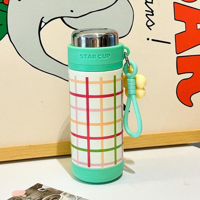 Yiran Furniture Cartoon Kaffeetasse aus Edelstahl mit Bär-Design, Thermobecher und Glas-Set, 500 ml, mehrfarbig - Bild 1