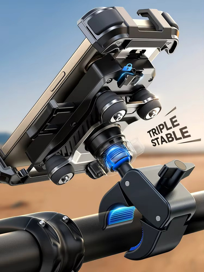 Joyroom Motorrad-Telefonhalterung mit Anti-Vibrations-Funktion für Fahrrad und Motorrad-Lenker, Schwarz, passend für iPhone und Smartphones von 4,7 bis 7 Zoll - Bild 2