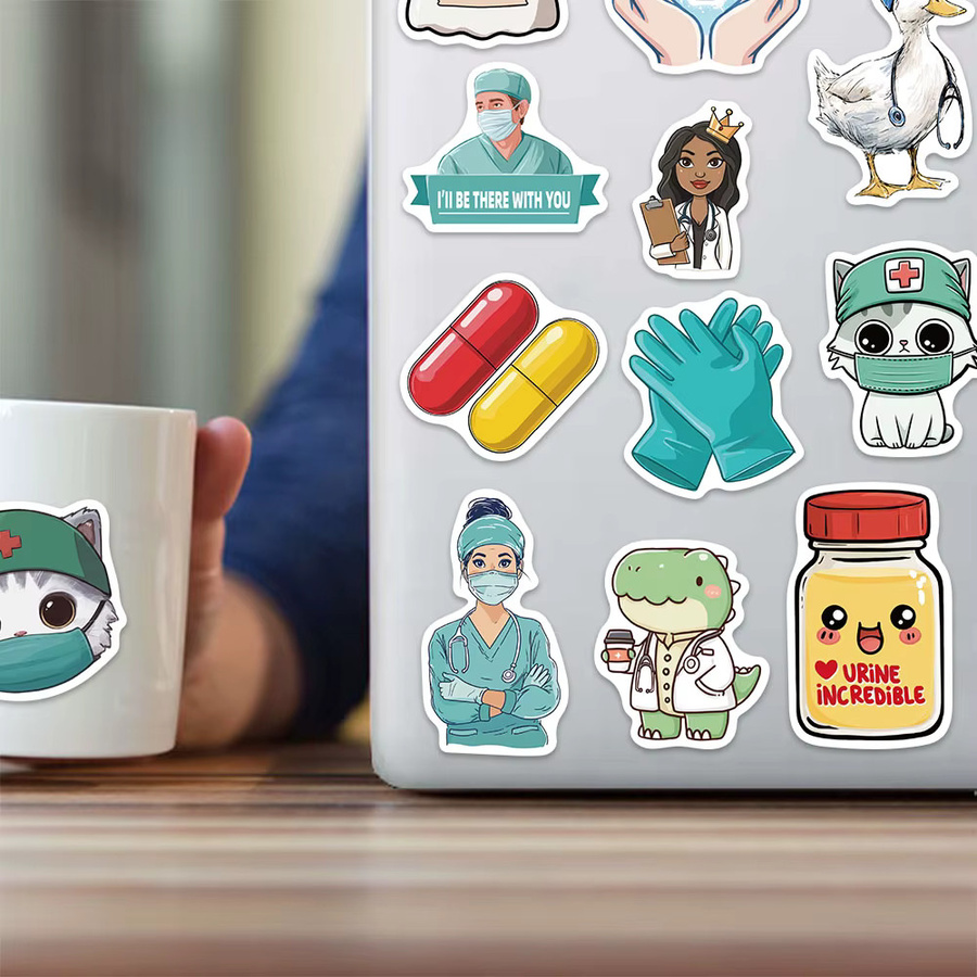 50 Stück Healthcare Graffiti Aufkleber als dekorative DIY Sticker in Multicolour für Laptop, Wasserflasche und Gepäck - Bild 3