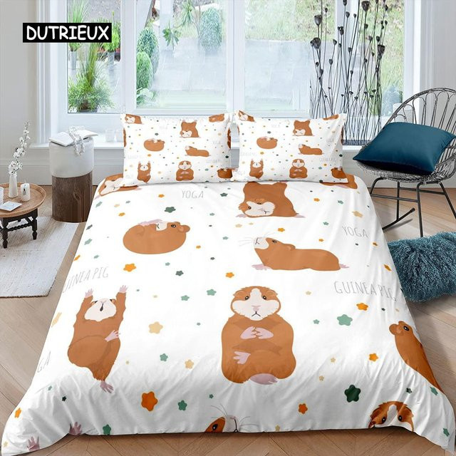 Jinmeige Bettwäsche Set mit Meerschweinchen Motiv für Kinder, Weiß, B/H: 135 x 200 cm - Bild 1